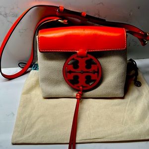 Tory Burch Crossbody Leather & Quilted Canvas